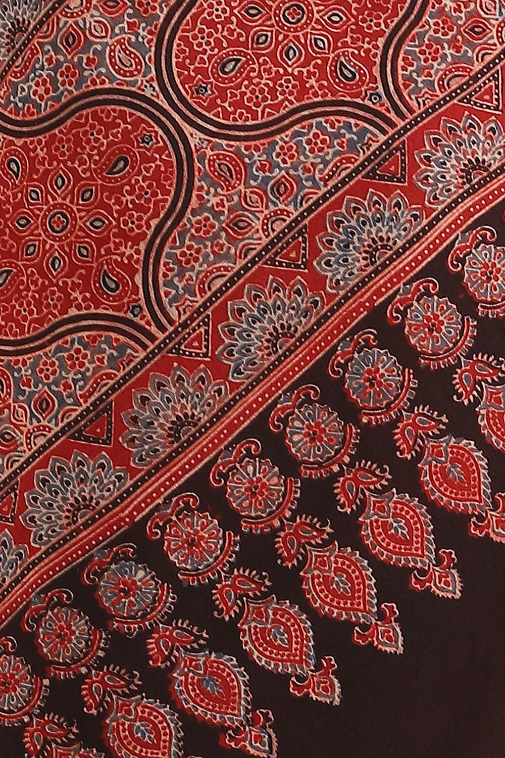 Red Pure Cotton Ajrakh Printed Saree image number null