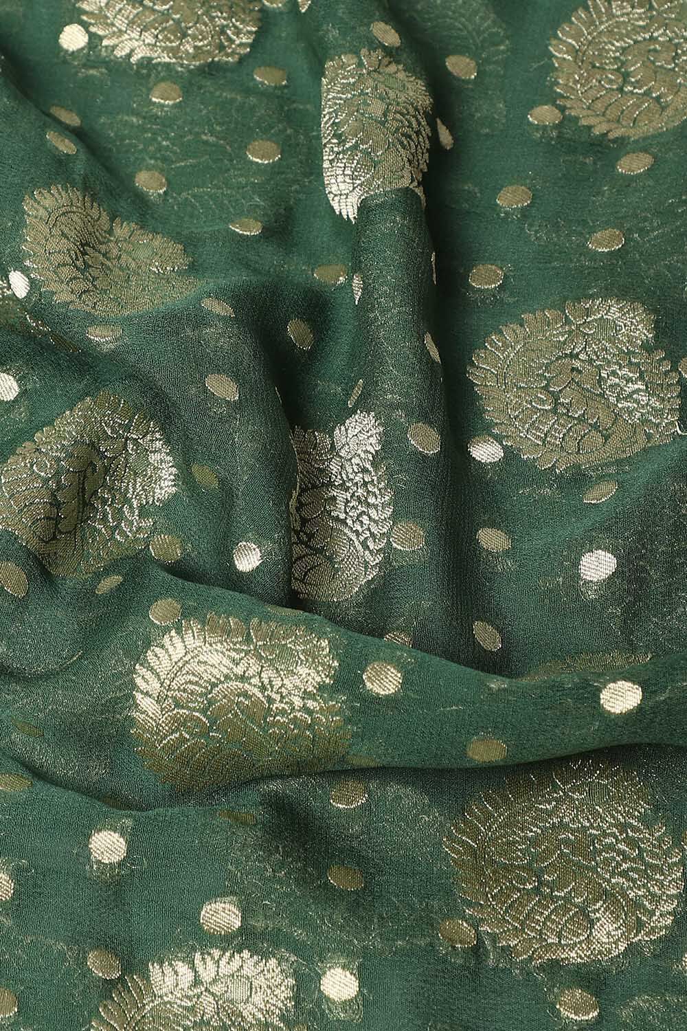 Dark Pure Green Georgette Banarasi Saree image number null
