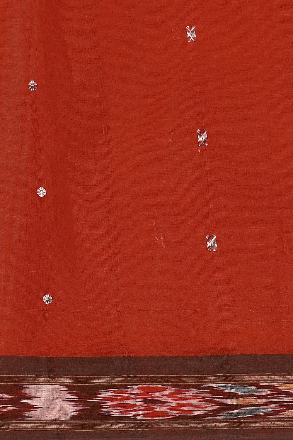 Dark Pure Orange Cotton Sambalpuri Ikat image number null