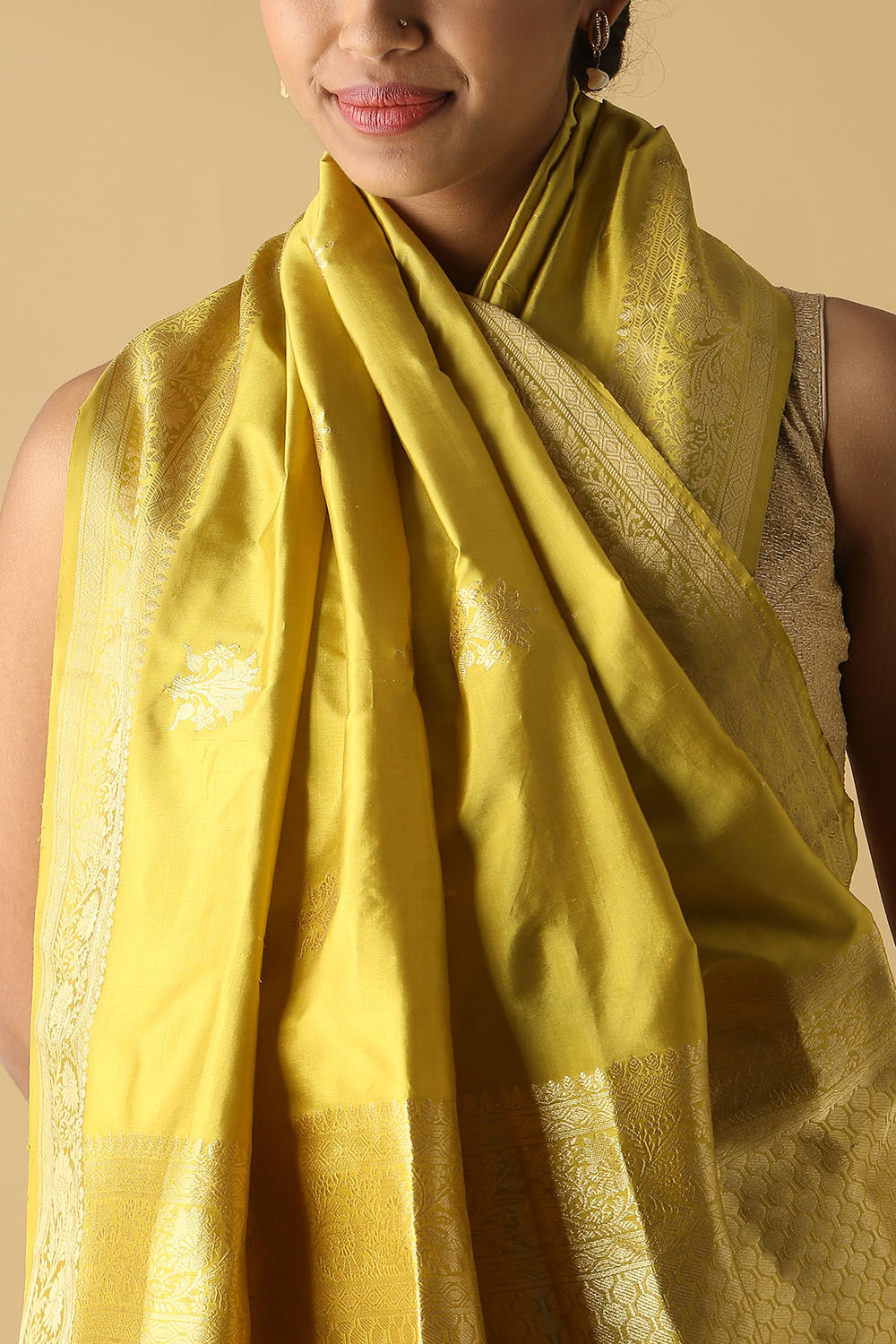 Light Green Pure Silk Banarasi Saree image number null