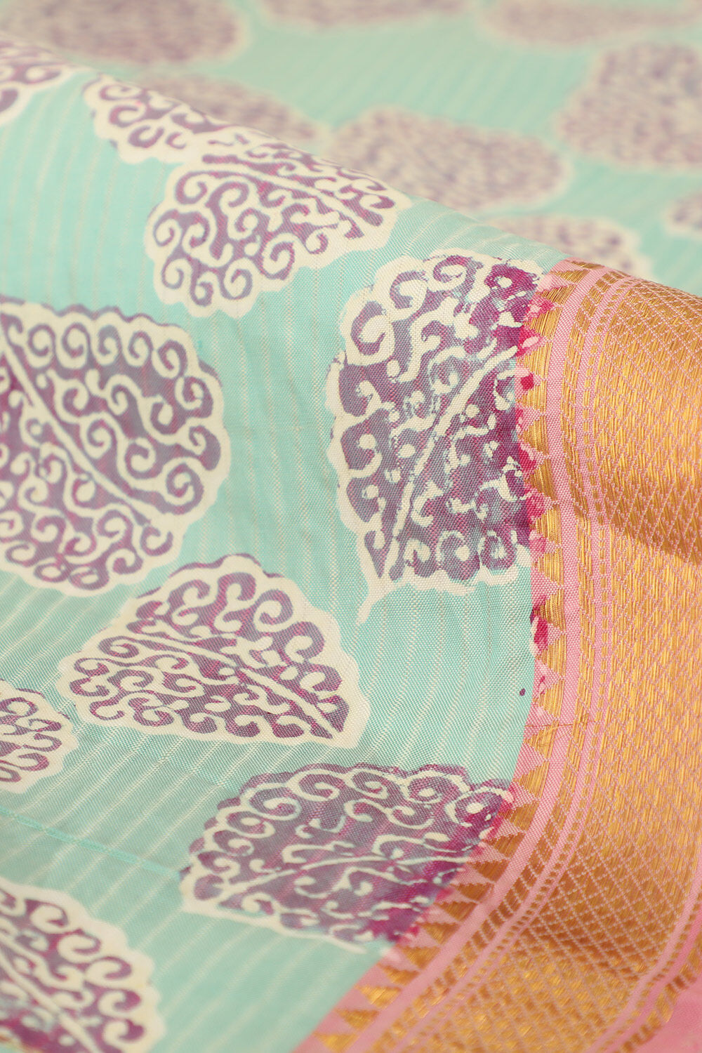 Light Blue Pure Silk South Printed Saree image number null