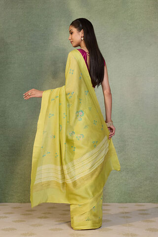 Light Green Digital Print Mukaish Pure Silk Cotton Saree thumbnail image number null