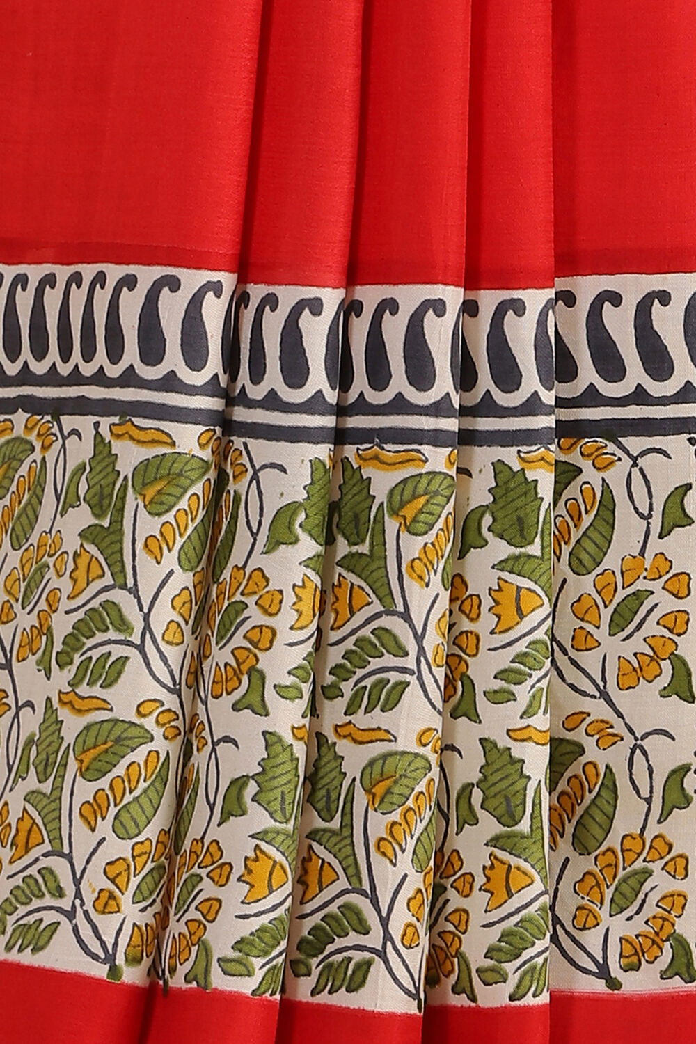 Red Hand Blockprinted Pure Silk Saree image number null