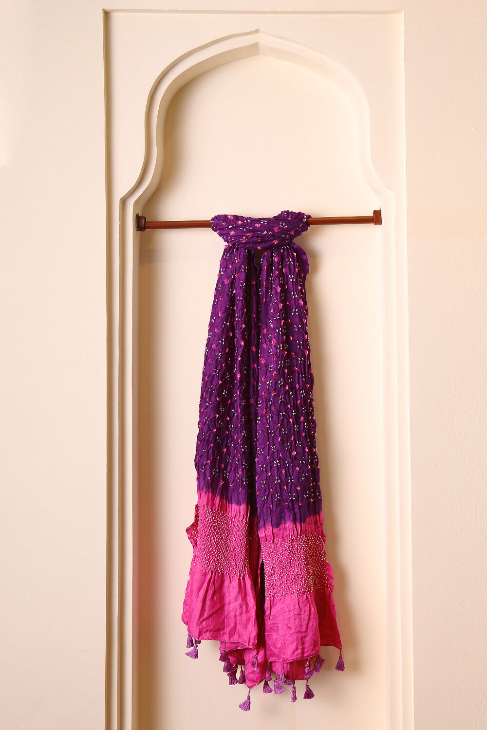 Purple Bandhini Silk Dupatta image number null