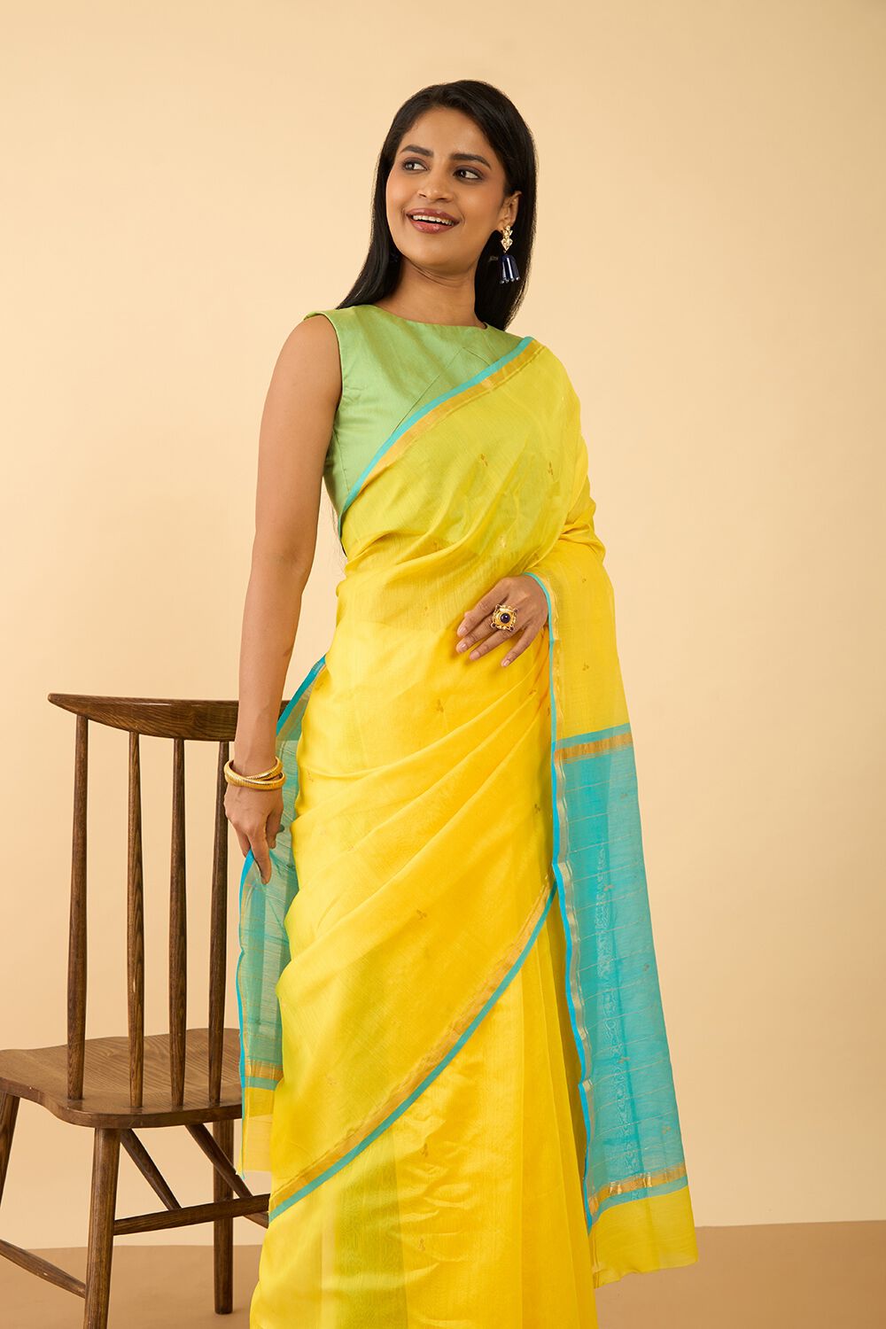 Yellow Embroidered Pure Silk Cotton Saree image number null