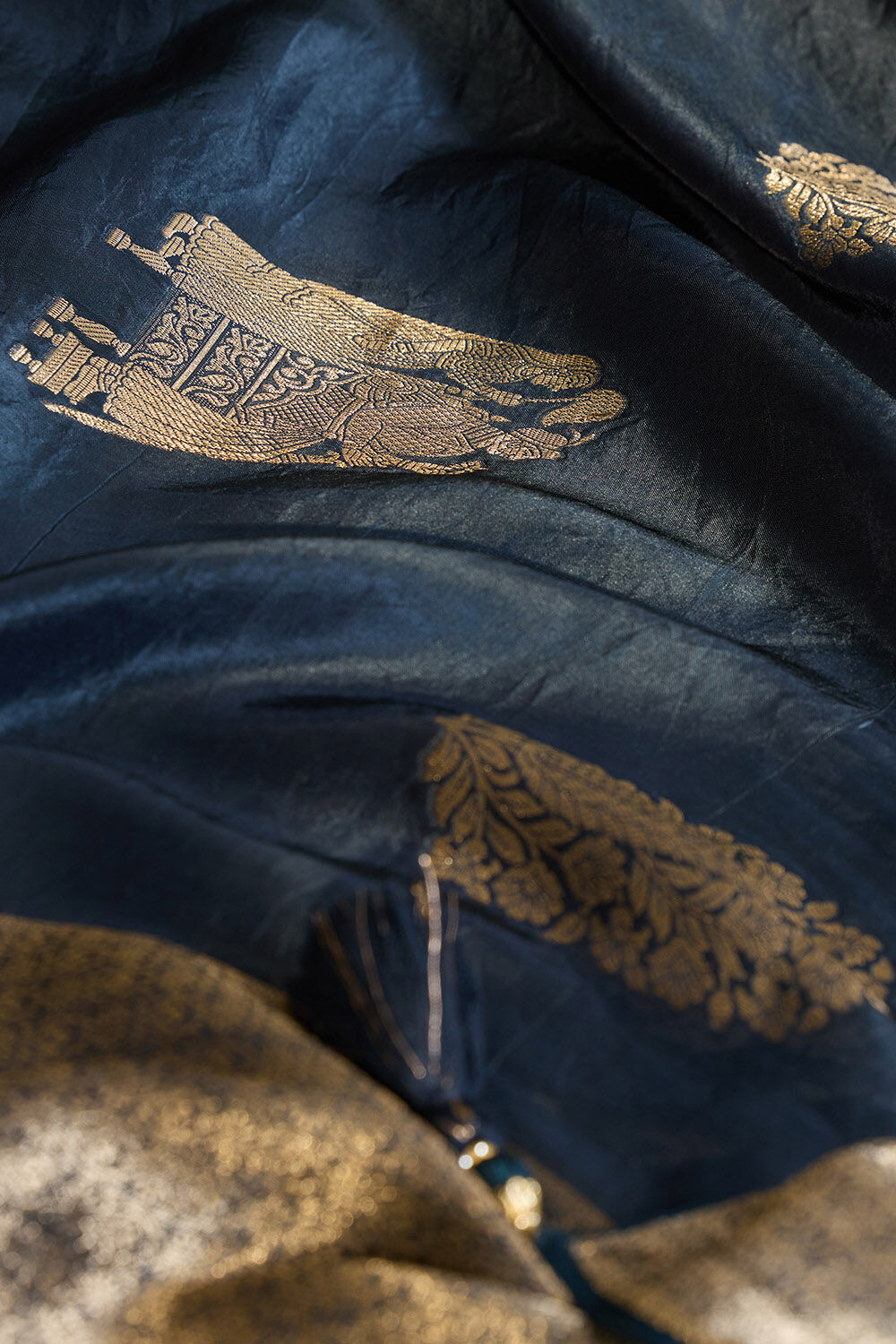 Dark Blue Woven Design Viscose Saree image number null