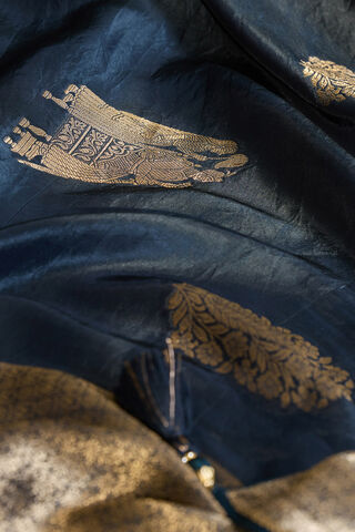 Dark Blue Woven Design Viscose Saree thumbnail image number null
