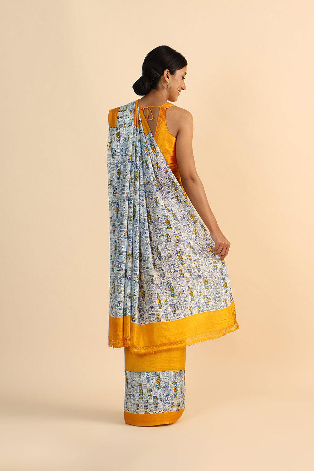 Yellow Pure Silk Printed Saree image number null