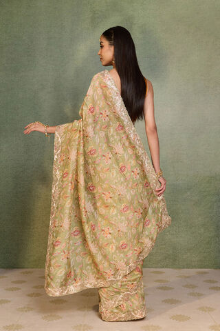 Light Green Embroidered Pure Viscose Saree thumbnail image number null