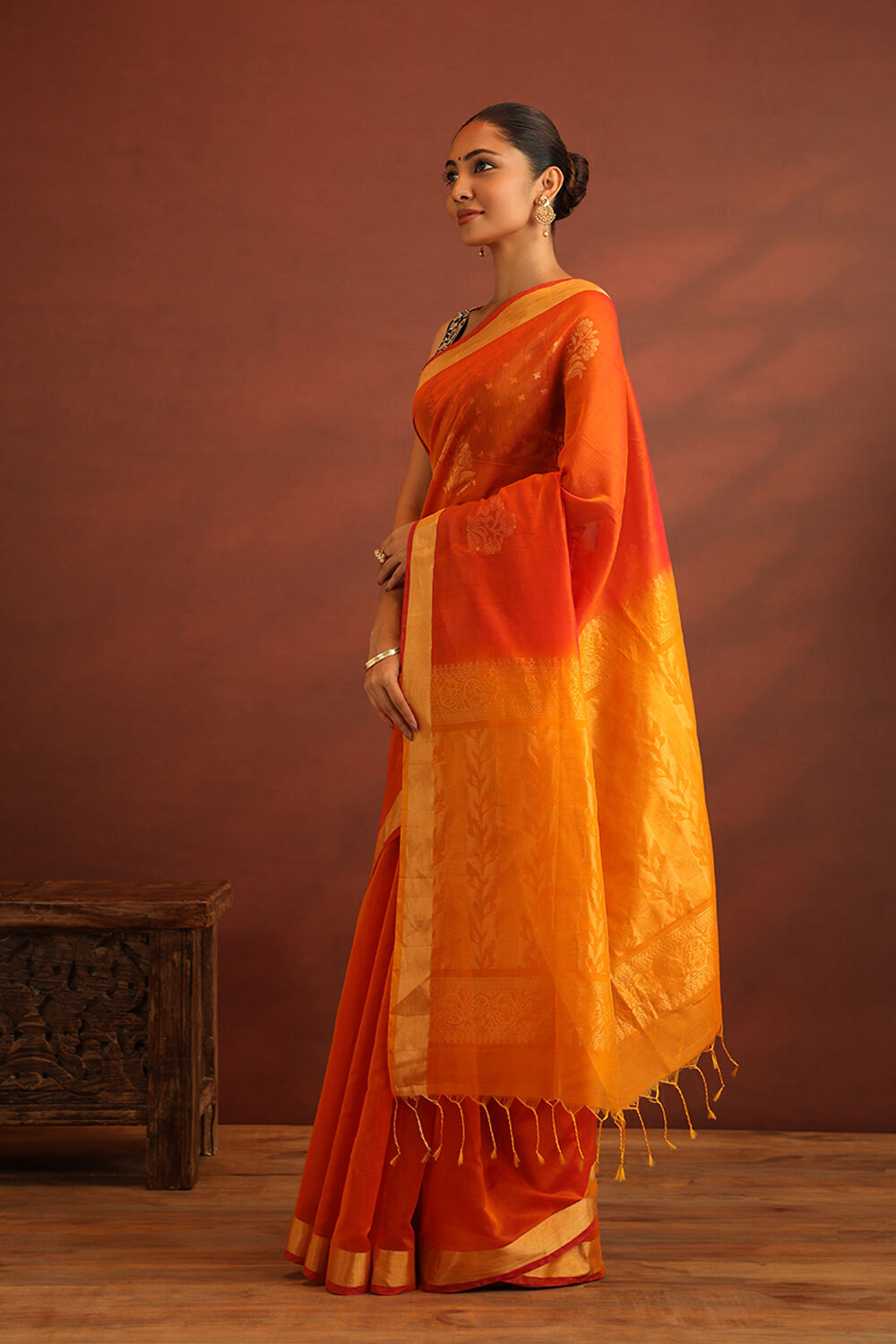 Dark Yellow South Pure Silk Cotton Woven Saree image number null