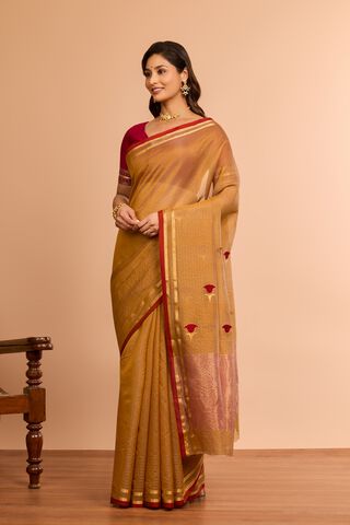 Brown Eknaliya Pure Silk Cotton Chanderi Saree thumbnail image number null