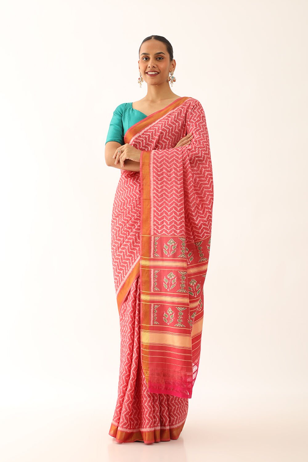 Pink Pure Silk Ikat Patola Saree image number null