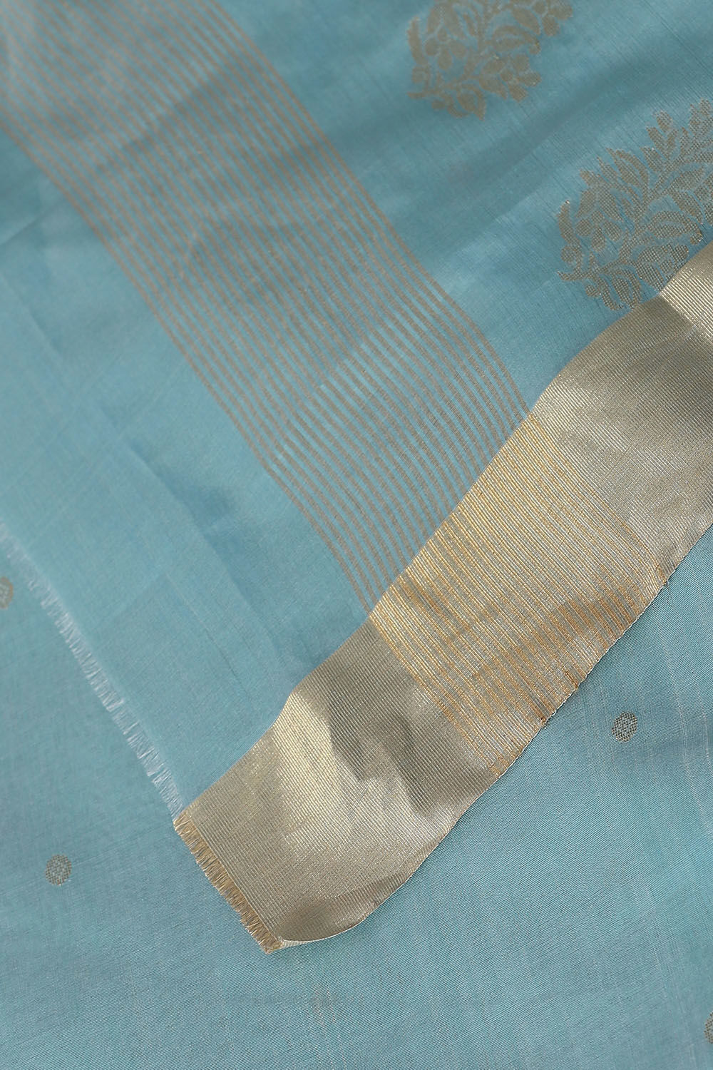 Light Blue Pure Silk Cotton Chanderi Saree image number null