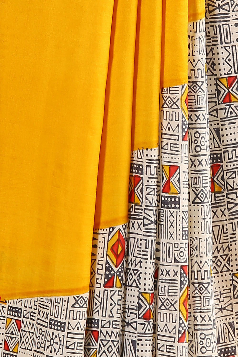 Yellow Pure Silk Printed Saree image number null