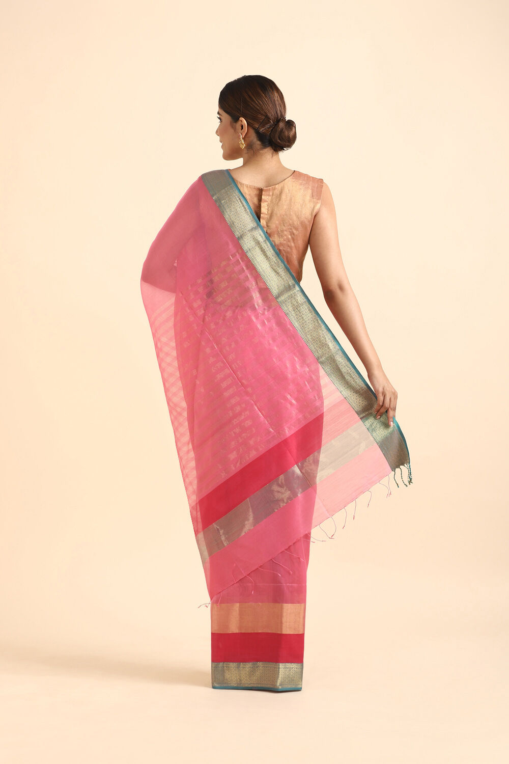 Light Pink Pure Silk Cotton Maheshwari Saree image number null