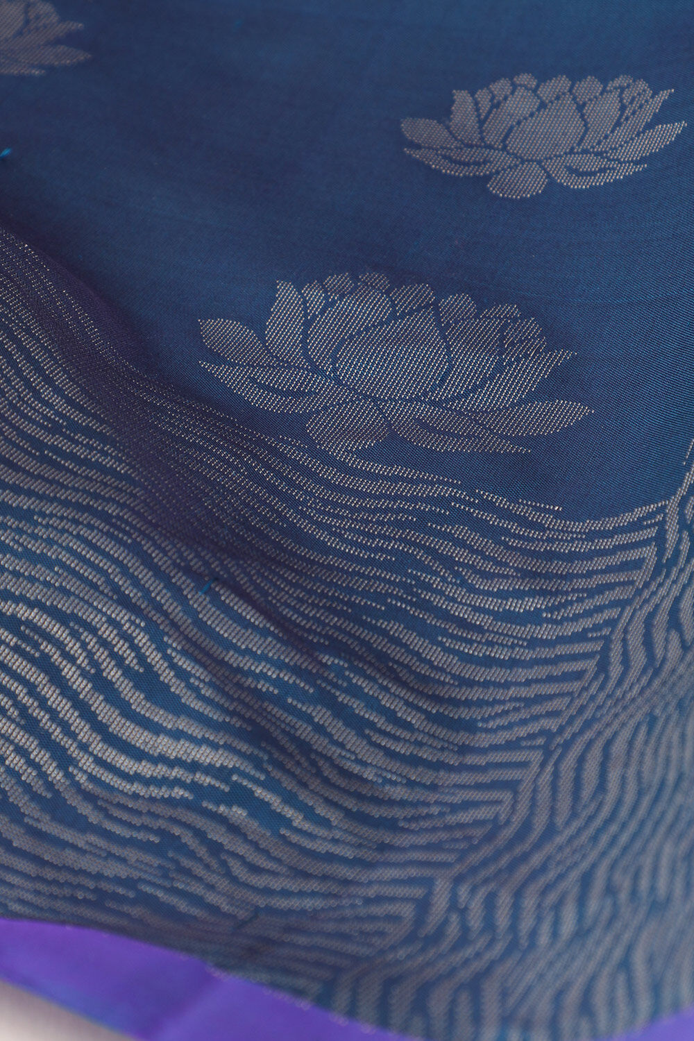 Dark Blue Pure Silk Woven South Saree image number null