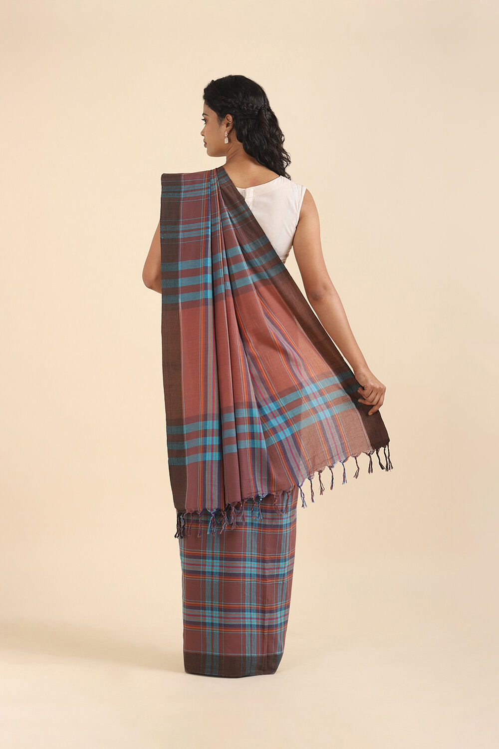 Brown Pure Cotton Bengal Saree image number null