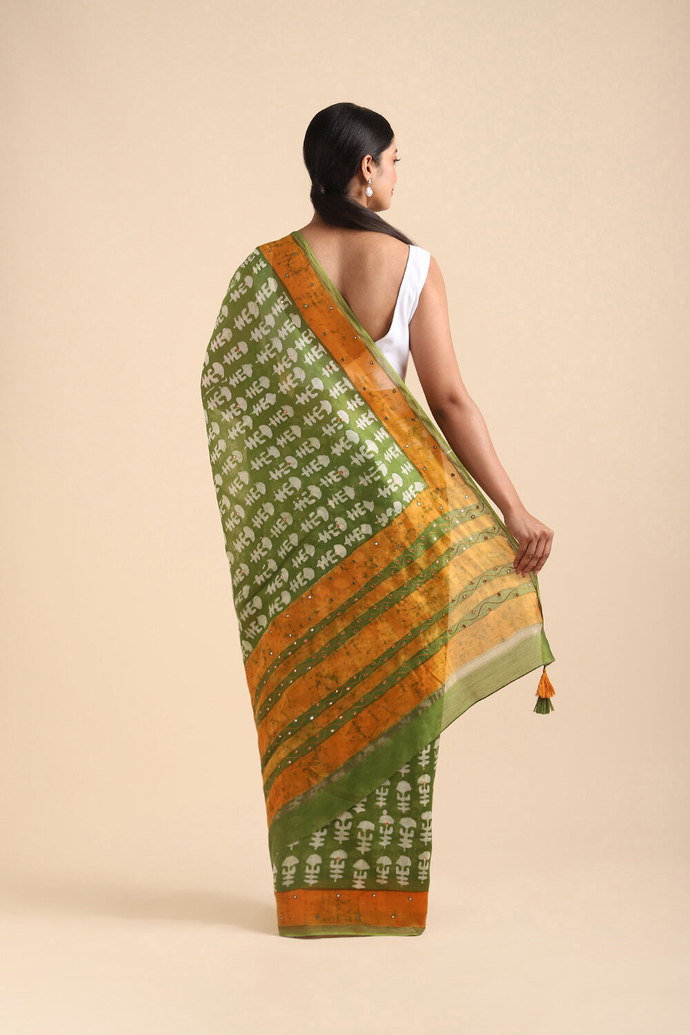 Green Pure Silk Cotton Chanderi Saree image number null