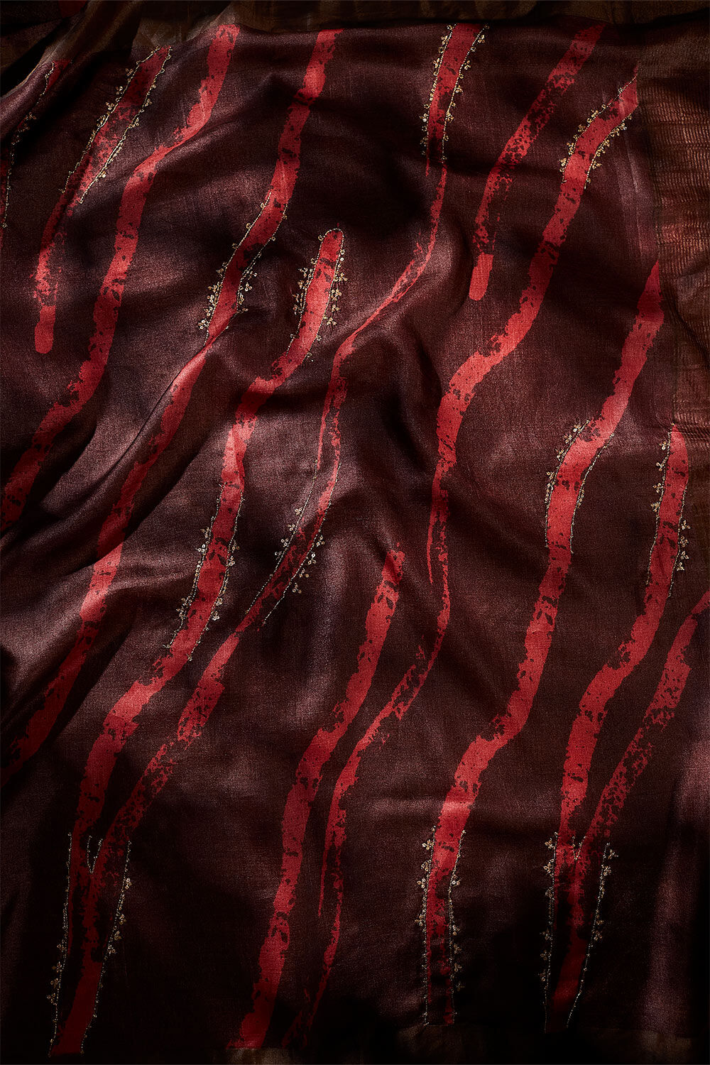 Brown Tussar Hand Painted Saree image number null