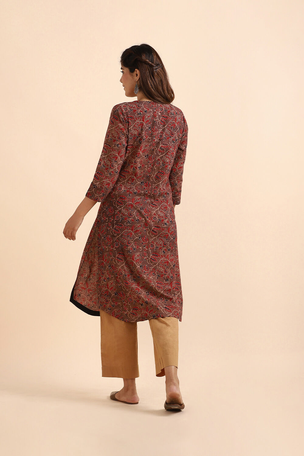 Brown Ajrakh Block Printed Cotton Kurta image number null