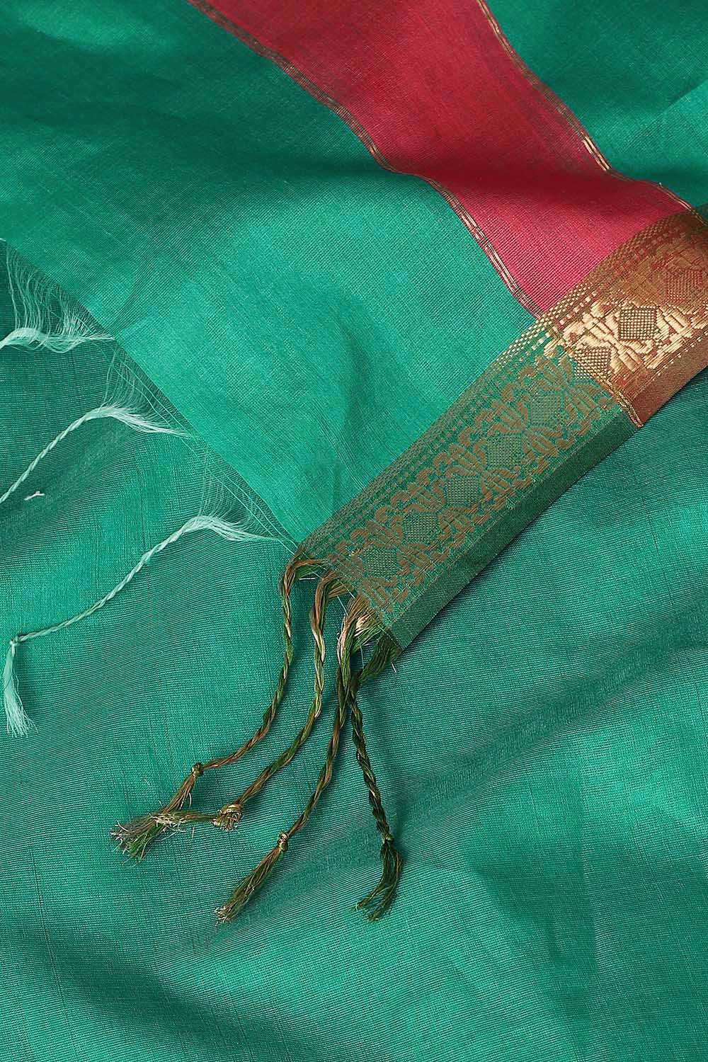 Green Pure Silk Cotton Maheswari Saree image number null