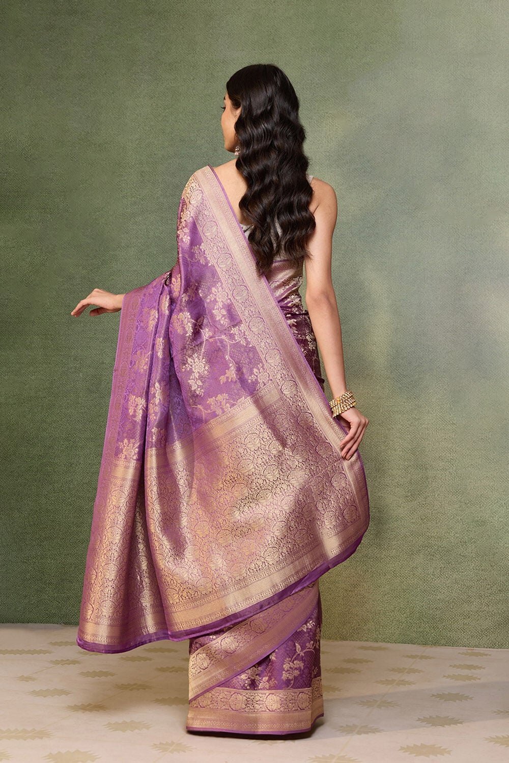 Violet   Woven Viscose Tissue Saree image number null