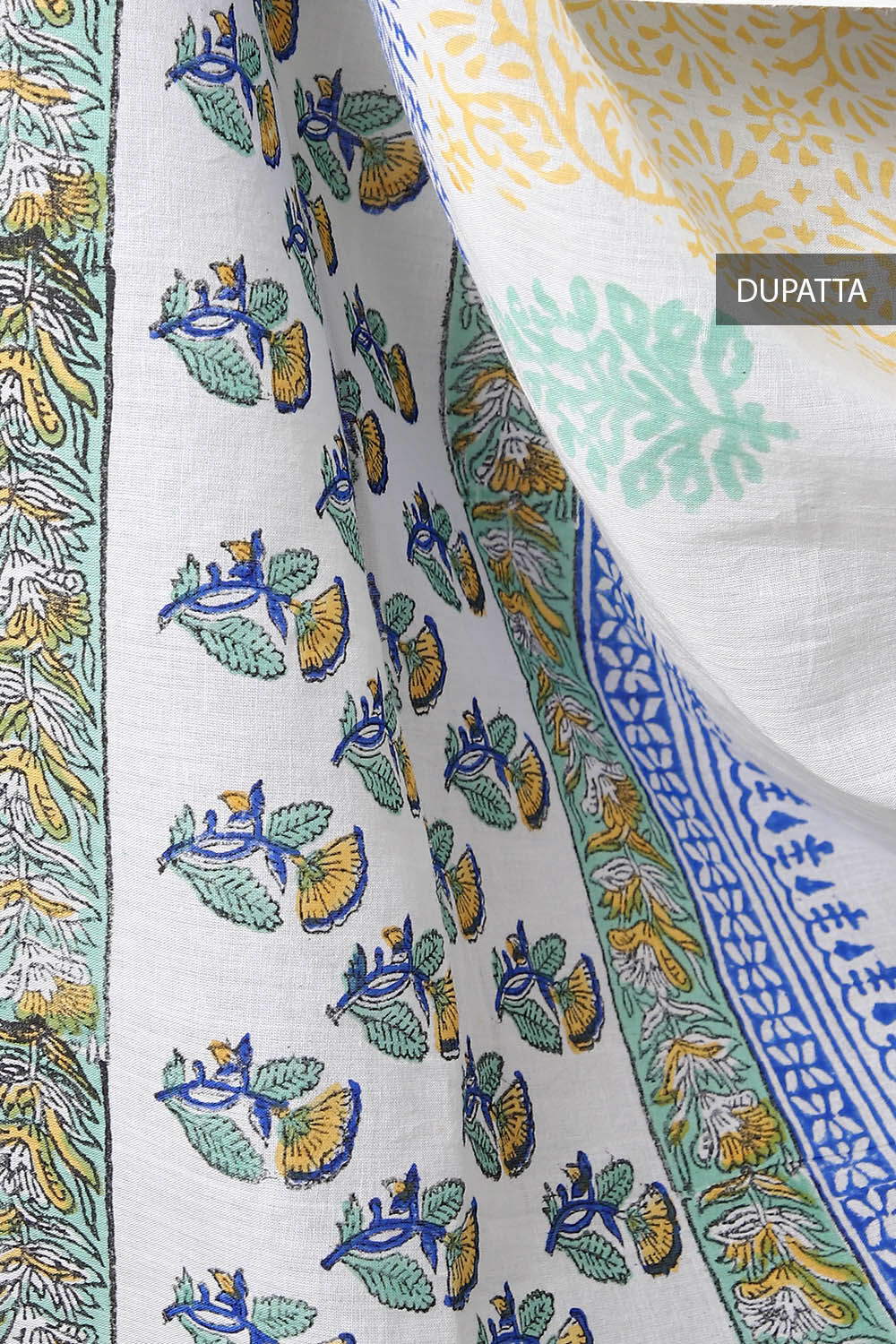 White Block Printed Cotton Suit image number null