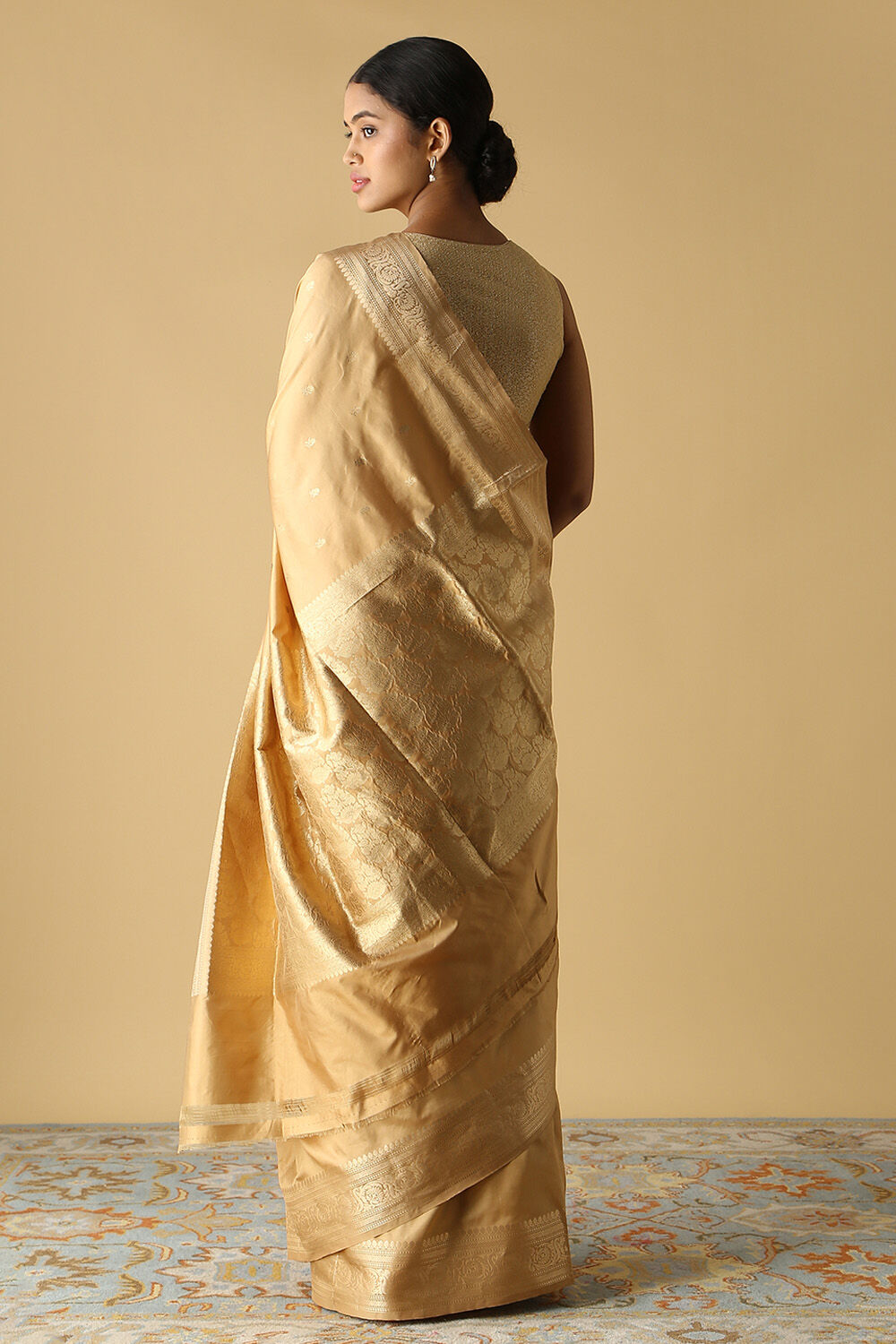 Beige Pure Silk Banarasi Saree image number null