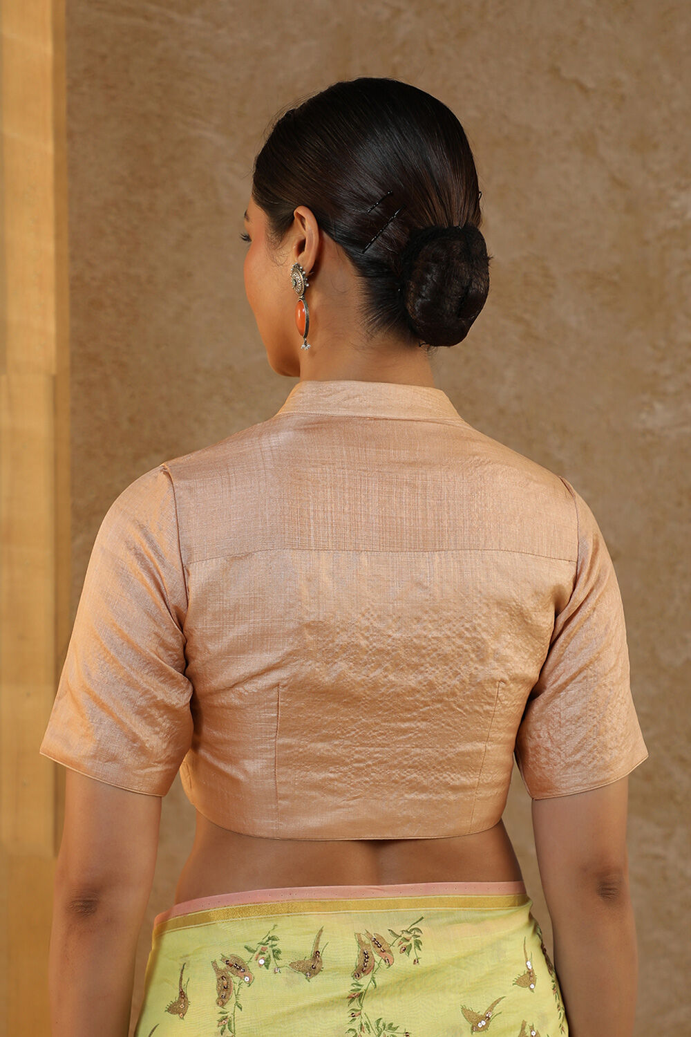 Beige Woven Pure Tussar Silk Blouse image number null
