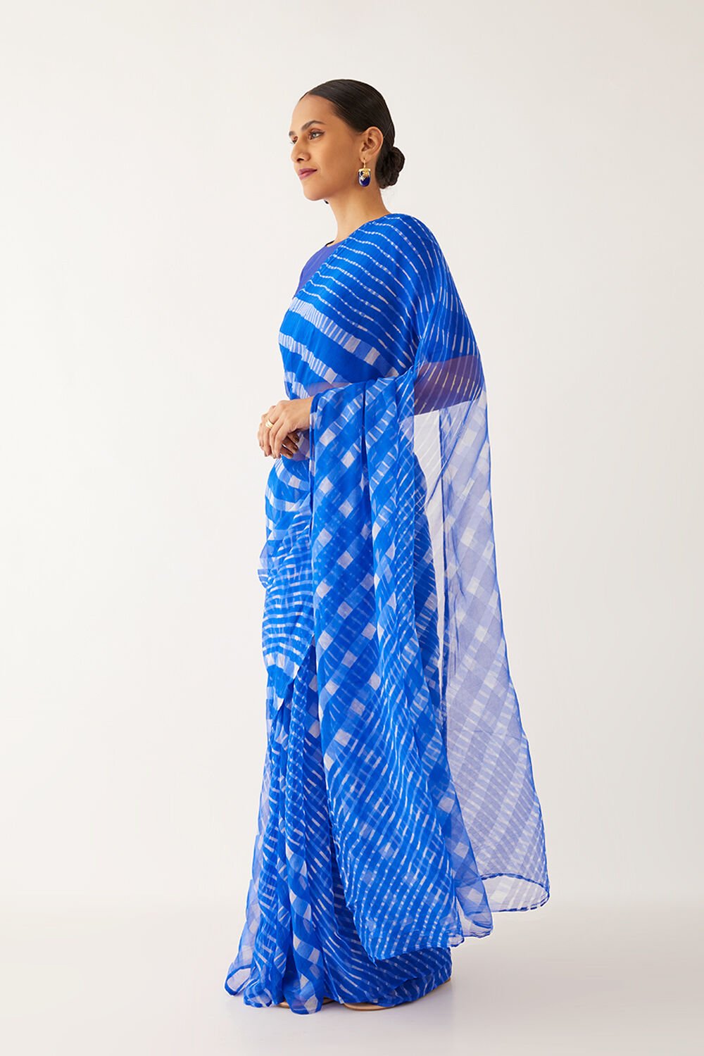 Blue Pure Chiffon Leheriya Saree image number null