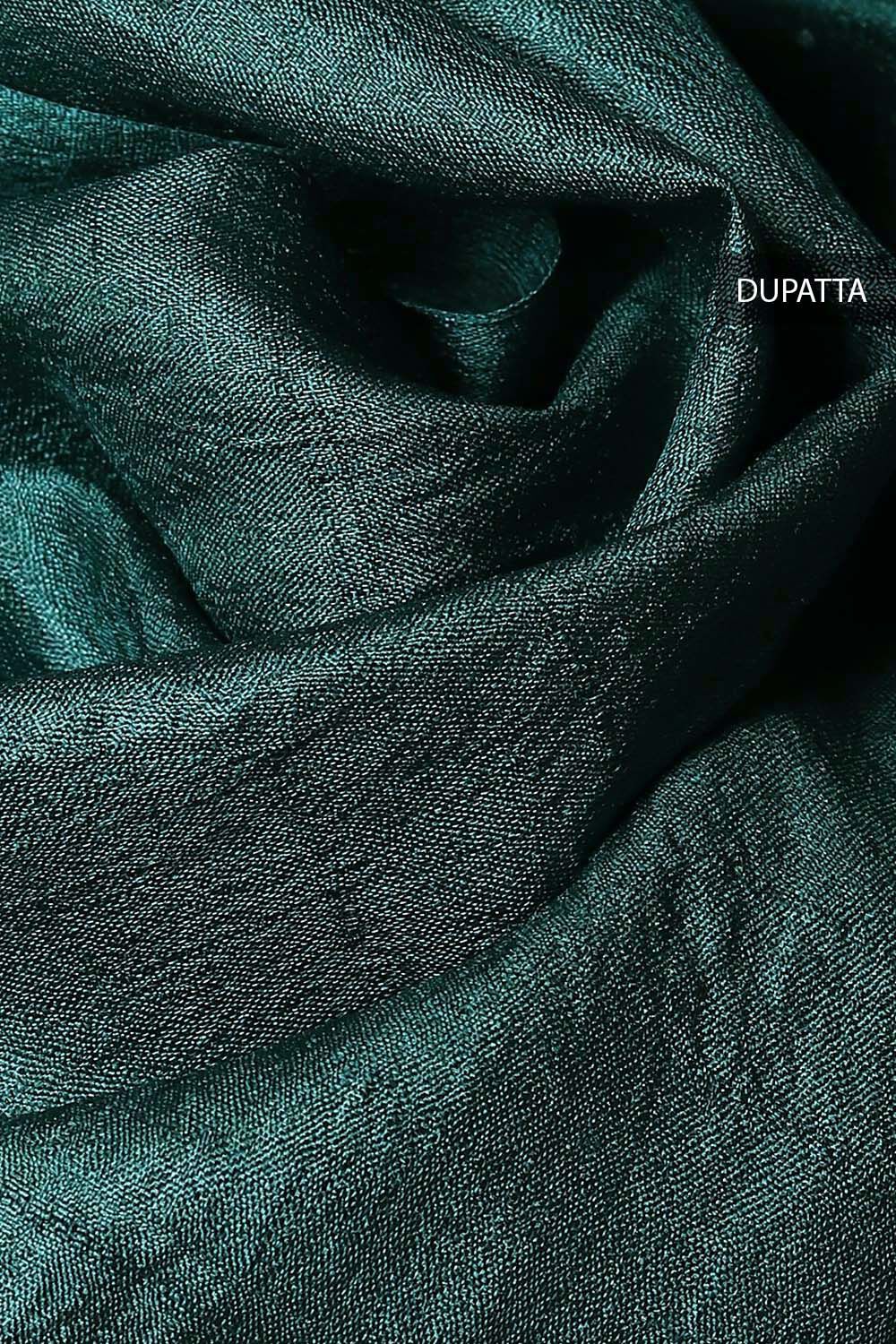 Green Tussar Embroidered Unstitched Suit Set image number null