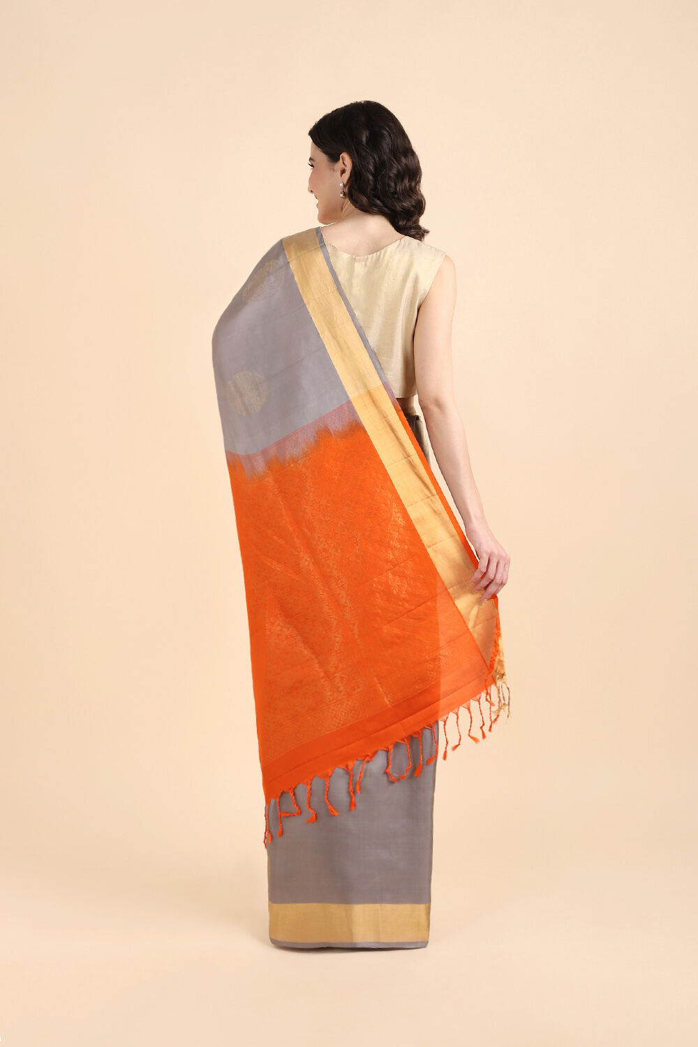 Grey Pure Silk South Saree image number null
