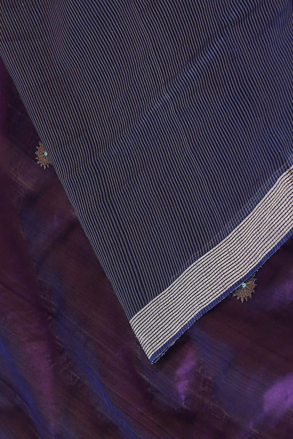 Blue Pure Silk Chanderi Saree image number null