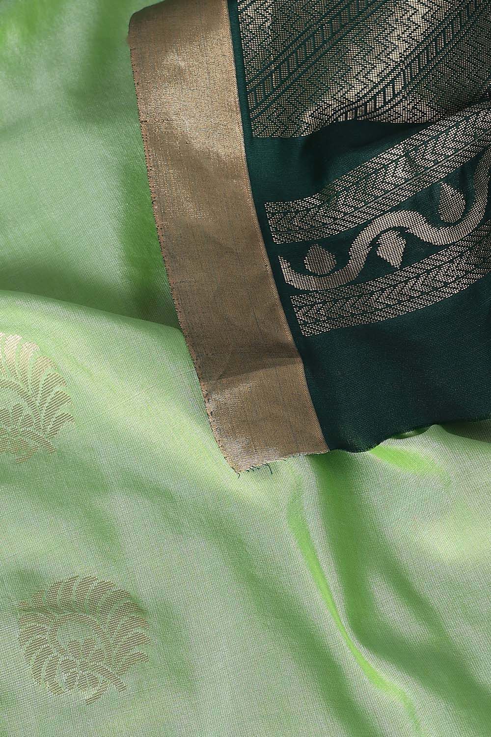 Light Green Pure Silk Tencel South Saree image number null