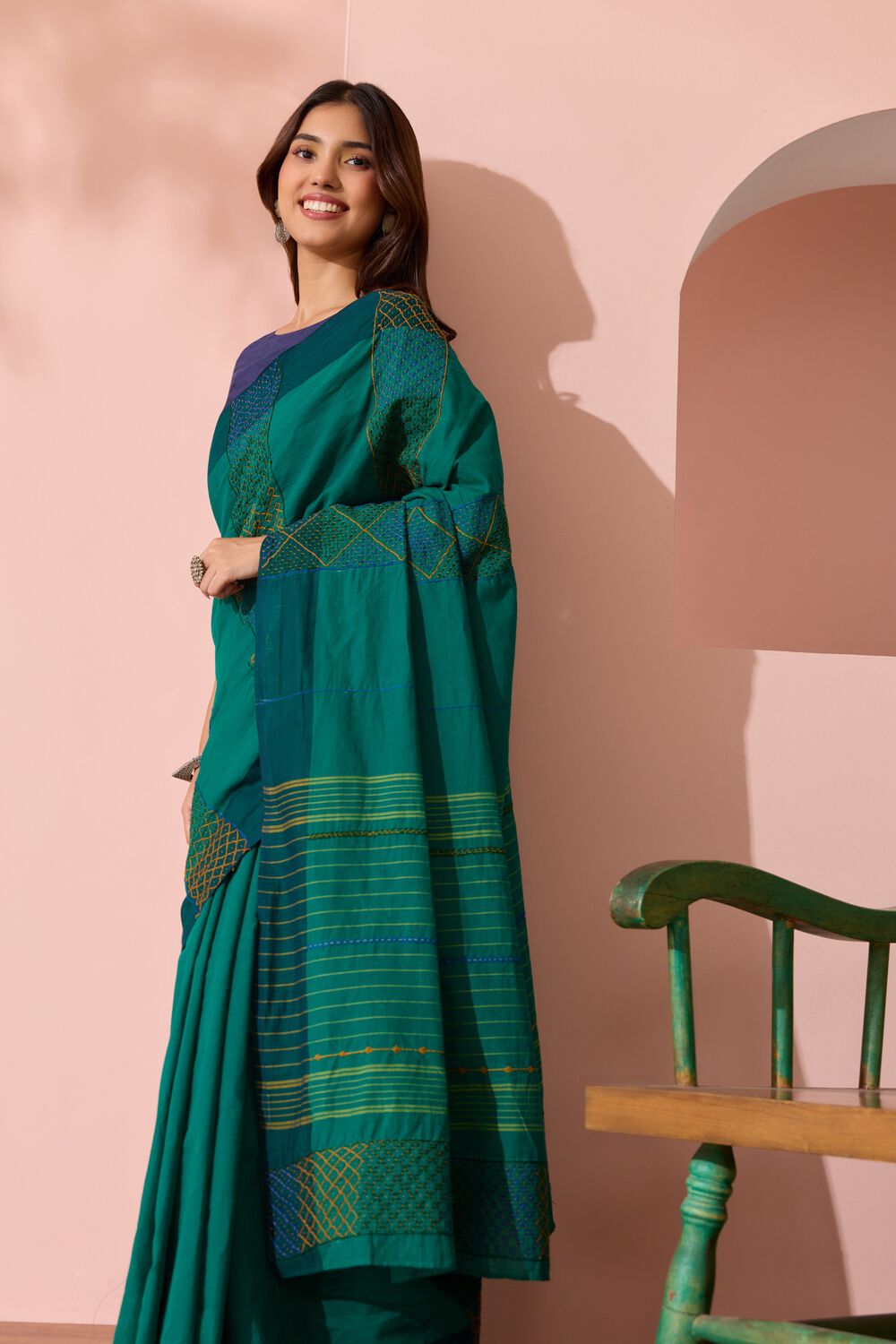 Green Karnataka Pure Cotton Lambani Saree image number null