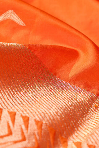 Orange Silk Viscose Cutwork Banaras  Saree thumbnail image number null