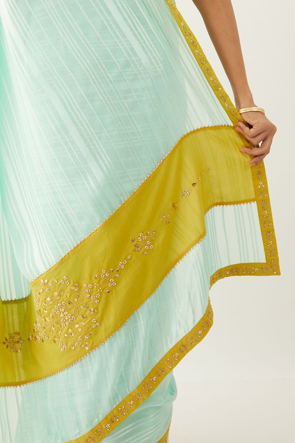 Light Blue Viscose Georgette Gota Patti Saree image number null