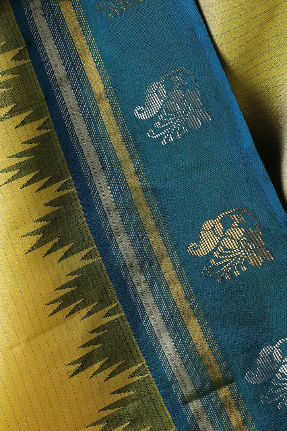 Yellow Woven Pure Silk Kanjivaram Saree image number null