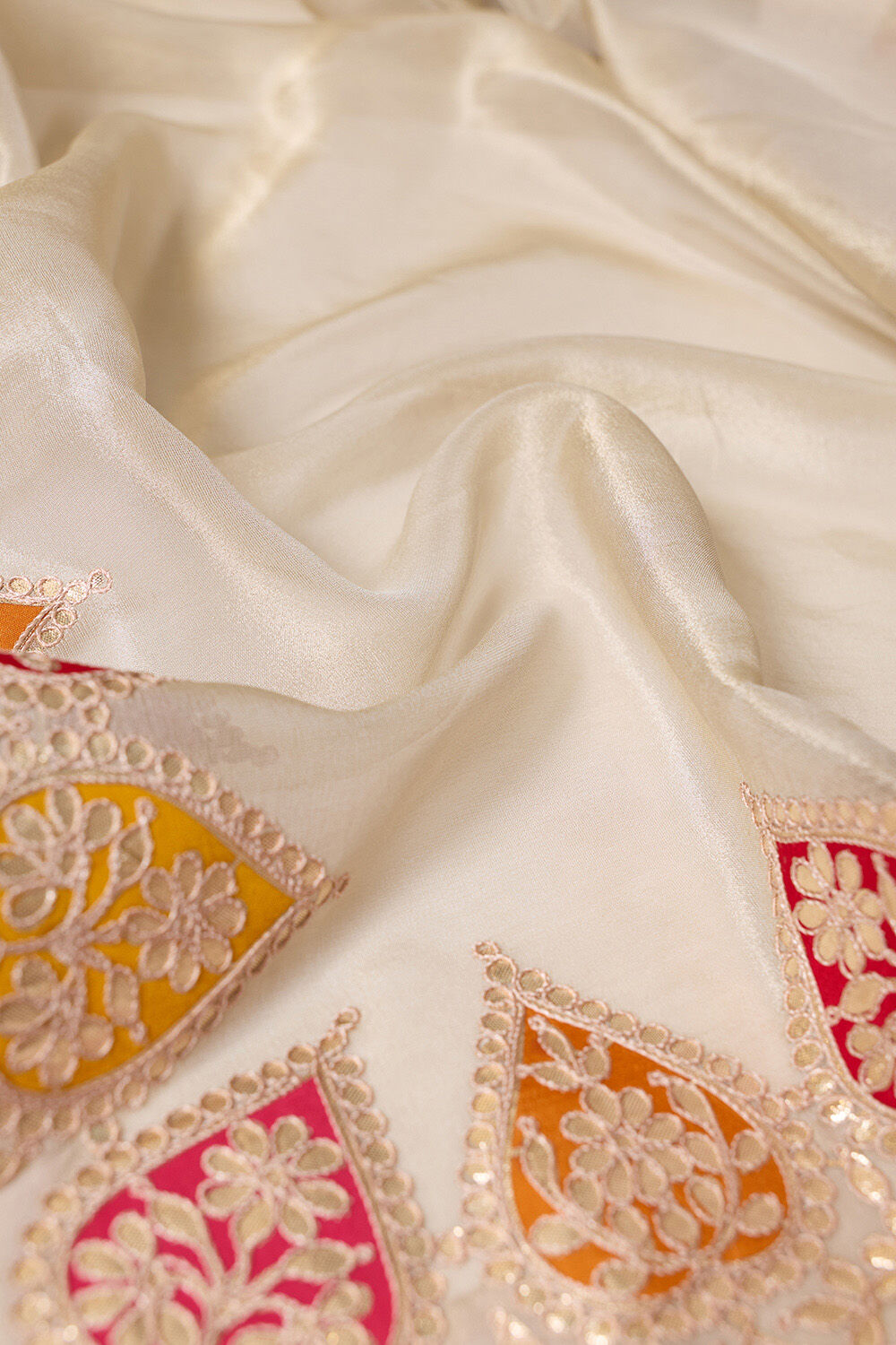 Beige Viscose Tissue Gota Patti Saree image number null