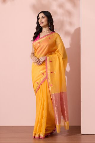 Orange Chanderi Eknaliya Pure Silk Cotton Saree thumbnail image number null