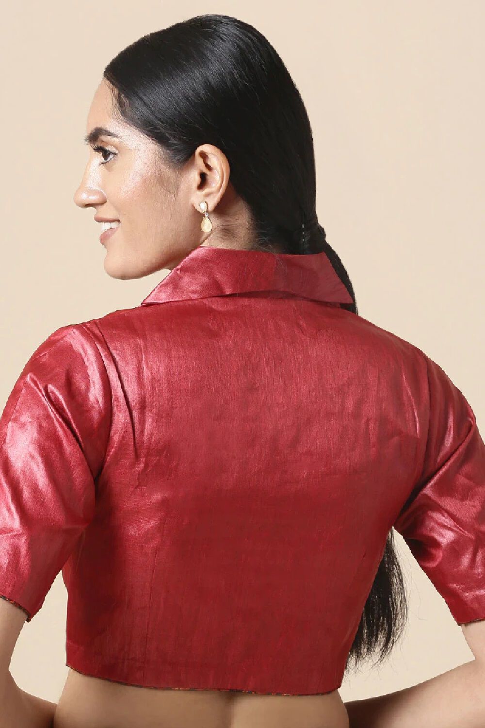 Tomato Red Tussar Blouse image number null
