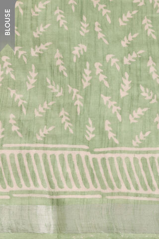 Green Bagru Viscose Cotton Dabu Block Printed Saree thumbnail image number null