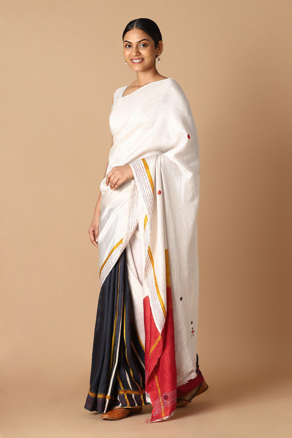 Off Pure White and Grey Silk image number null