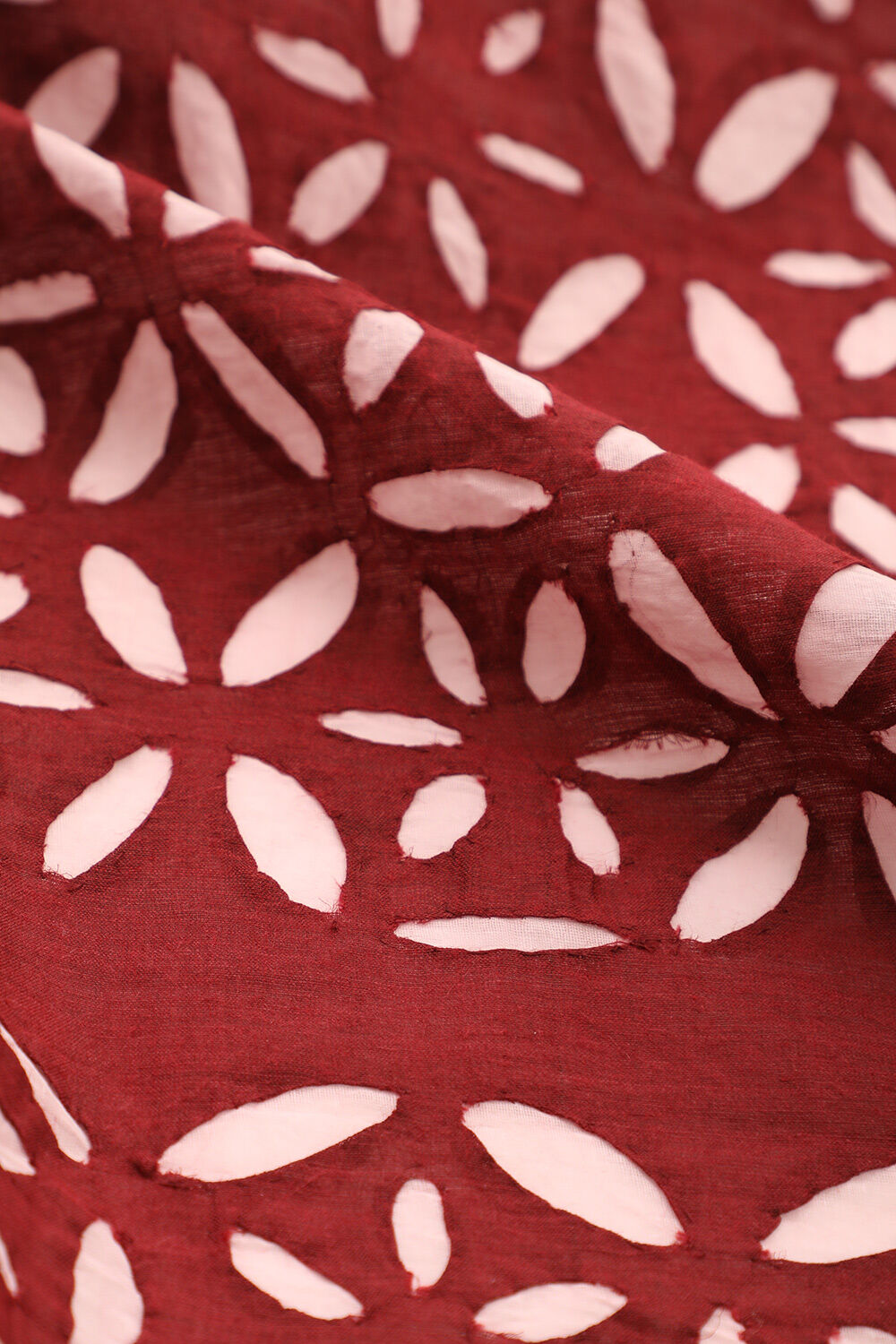 Dark Red Craft Pure Tussar Silk Applique Saree image number null