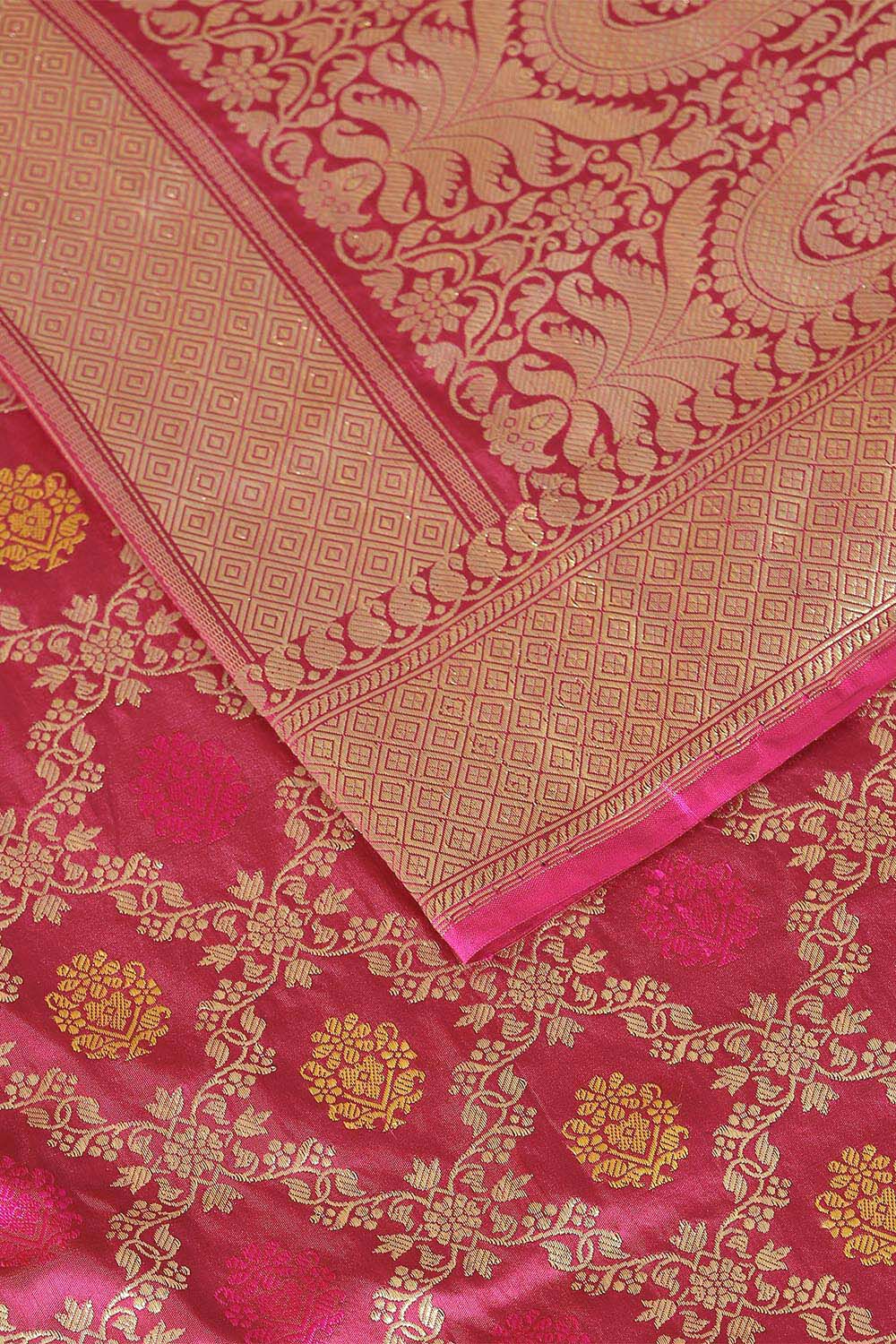Dark Pink Pure Silk Banarasi Saree image number null