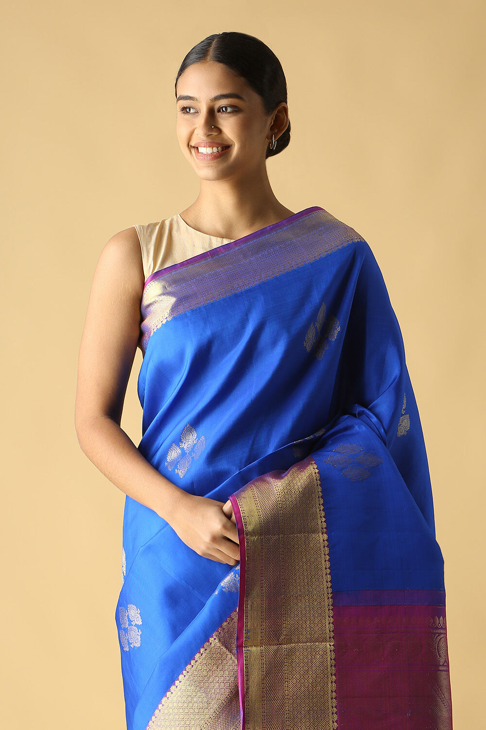 Blue Pure Silk Kanjivaram Saree image number null