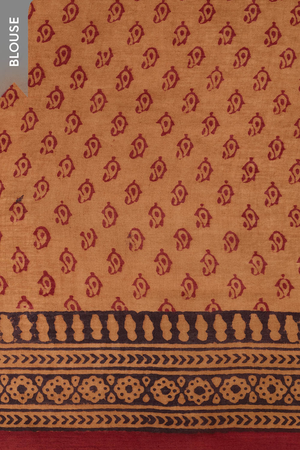 Red Bagh Block Printed Pure Cotton Saree image number null