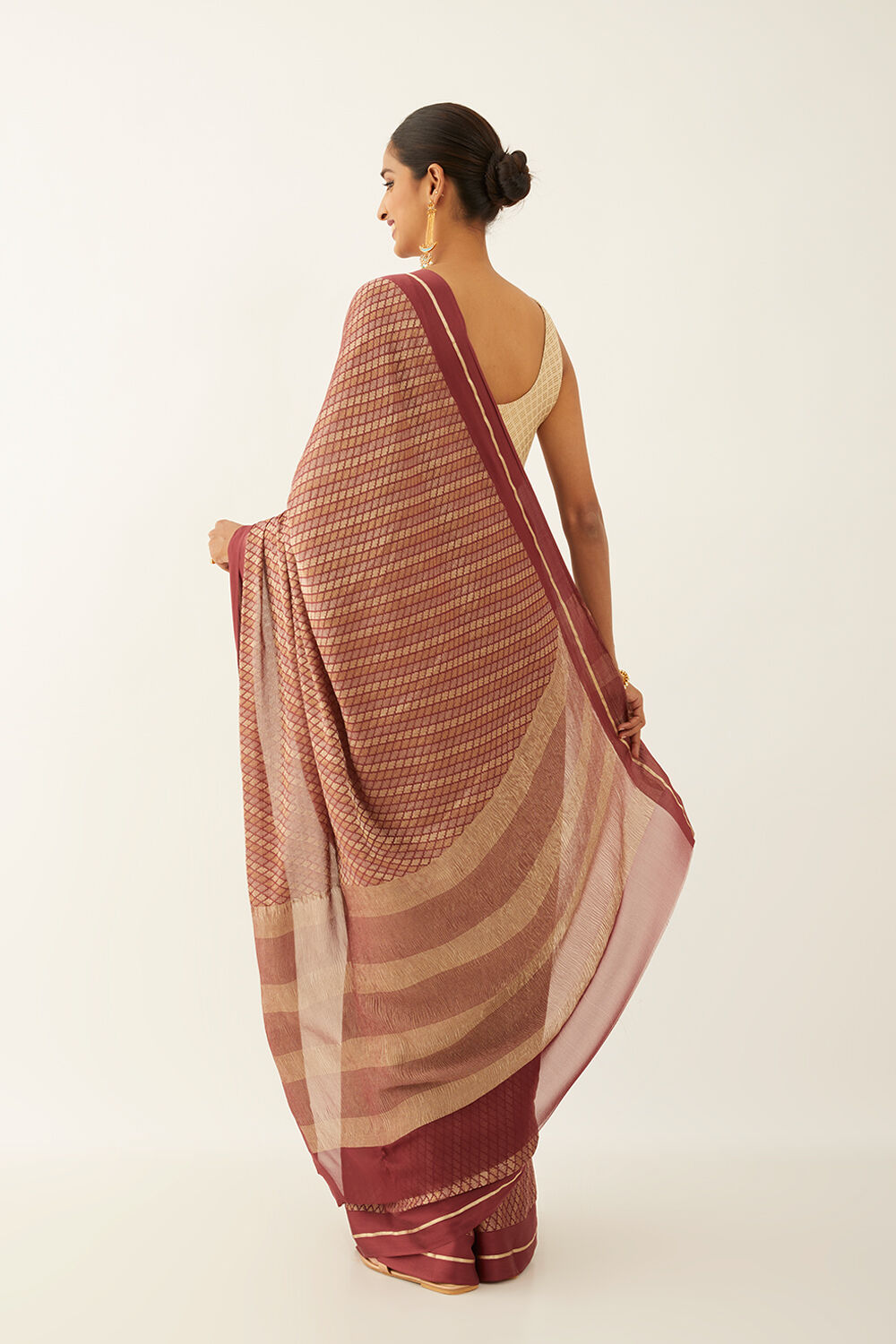 Dark Red Pure Georgette Nouveau Saree image number null