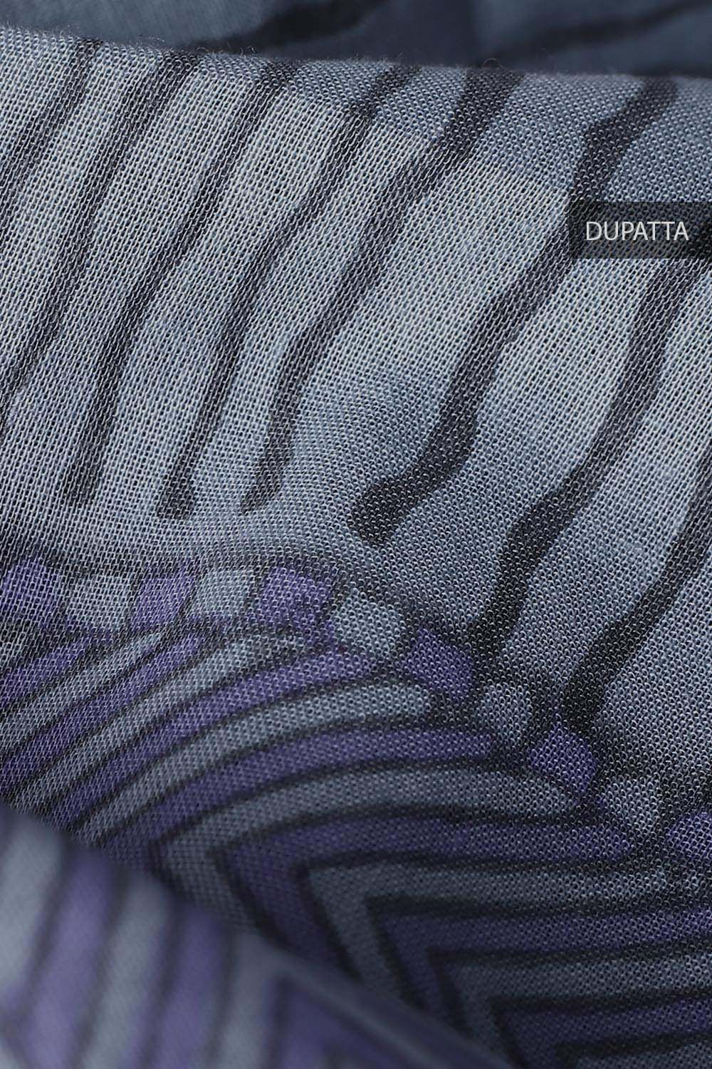 Light Blue Cotton Block Printed Unstitched Suit Set image number null