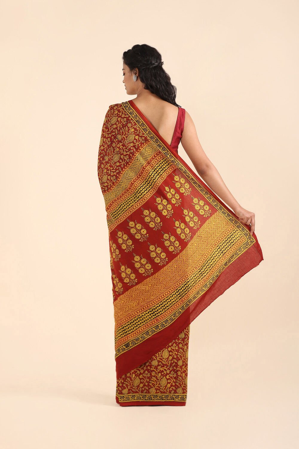 Yellow Pure Cotton Bagh Printed Saree image number null